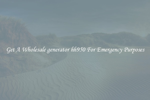 Get A Wholesale generator hh950 For Emergency Purposes